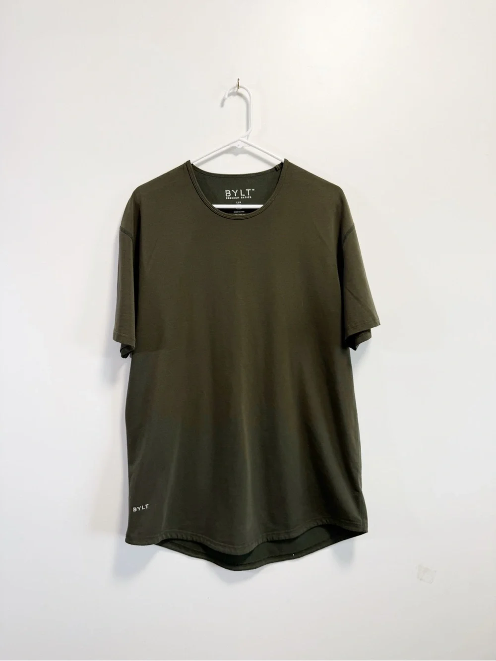 BYLT Lux Drop Cut Round Neck Short Sleeve Men’s Top Tee Green XL Shirt